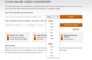 list download format video convert2mp3.net